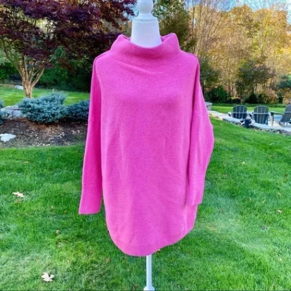 Free People Ottoman Slouchy Tunic Sweater Oversized Hot Pink - Picture 1 of 11